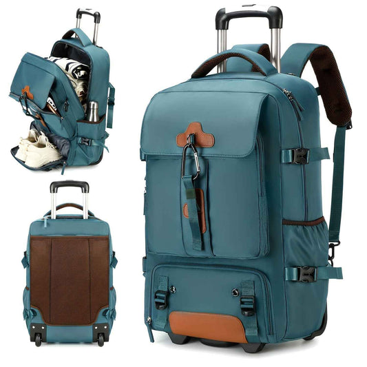 [Durable Laptop Backpack] Durable Rolling Laptop Backpack, 17-inch Travel Business Wheel Backpack | Men's and Women's Laptop Bookbag with Shoe Compartment