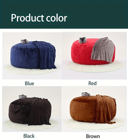 Beanbag Sofa Chair include Filler(Give 3 Gifts:U - shape pillow, blanket pillow, 6FT carpet), Large Round Soft Fluffy Flannel Removable Machine Washable beanbag Sofa, 50 lb Memory Sponge Filled Living Room Bedroom Gamingroom So - SS69