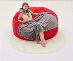 Beanbag Sofa Chair include Filler(Give 3 Gifts:U - shape pillow, blanket pillow, 6FT carpet), Large Round Soft Fluffy Flannel Removable Machine Washable beanbag Sofa, 50 lb Memory Sponge Filled Living Room Bedroom Gamingroom So - SS69