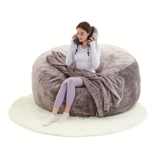 Beanbag Sofa Chair include Filler(Give 3 Gifts:U - shape pillow, blanket pillow, 6FT carpet), Large Round Soft Fluffy Flannel Removable Machine Washable beanbag Sofa, 50 lb Memory Sponge Filled Living Room Bedroom Gamingroom So - SS69
