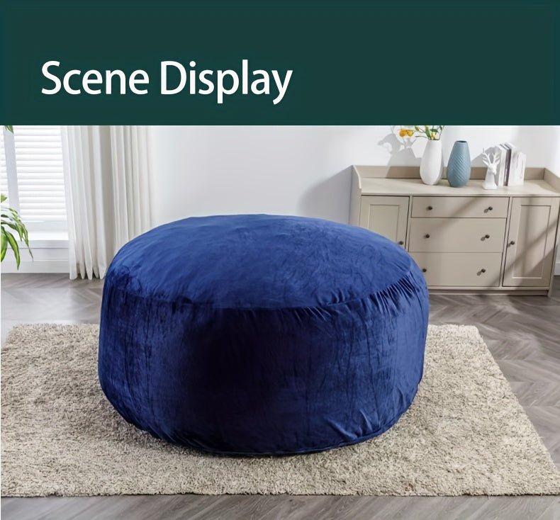 Beanbag Sofa Chair include Filler(Give 3 Gifts:U - shape pillow, blanket pillow, 6FT carpet), Large Round Soft Fluffy Flannel Removable Machine Washable beanbag Sofa, 50 lb Memory Sponge Filled Living Room Bedroom Gamingroom So - SS69