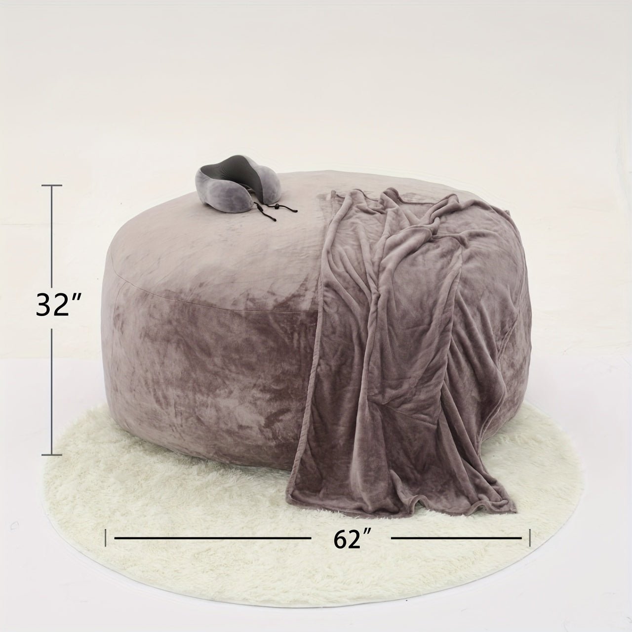 Beanbag Sofa Chair include Filler(Give 3 Gifts:U - shape pillow, blanket pillow, 6FT carpet), Large Round Soft Fluffy Flannel Removable Machine Washable beanbag Sofa, 50 lb Memory Sponge Filled Living Room Bedroom Gamingroom So - SS69