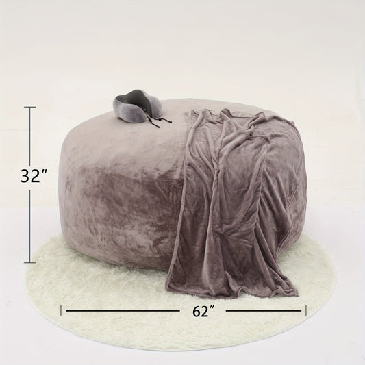 Beanbag Sofa Chair include Filler(Give 3 Gifts:U - shape pillow, blanket pillow, 6FT carpet), Large Round Soft Fluffy Flannel Removable Machine Washable beanbag Sofa, 50 lb Memory Sponge Filled Living Room Bedroom Gamingroom So - SS69
