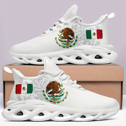 Women'S Mexico Flag Low Top Sneakers - Breathable Fabric with EVA Sole, Slip-On Casual Running Shoes, Fashionable Daily Wear Shoes for Casual Attire, Casual Sneakers | Stylish Low Top Sneakers | Comfortable Fabric Shoes SS69