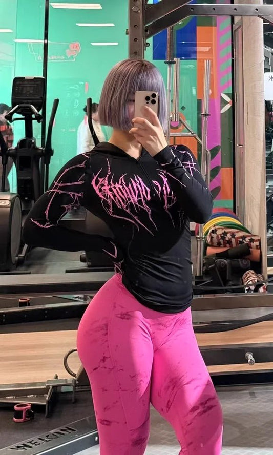 Breathedivinity Compression Hoodies High Stretch Women Quarter Zip Tops Muscle GYM Workout Muscle Fitness (Ship US Only) - SS69