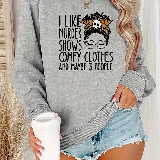 Women's Funny Murder Show Graphic Sweatshirt - Crime Drama TV Fan Apparel - Soft Polyester Pullover Sweater - Long Sleeve Round Neck Casual Sweater for Fall/Winter - Funny TV Show Outfit Gift for s & Women - Machine Washable SS69 20.69 Light Grey / XXL