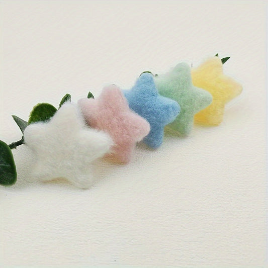 15pcs Soft Pastel Felt Star Appliques, Double-Sided, Fluffy Texture - Ideal for DIY Hat, Hair Clip & Clothing Patches, Assorted Colors SS69 10.69 Mixed-color