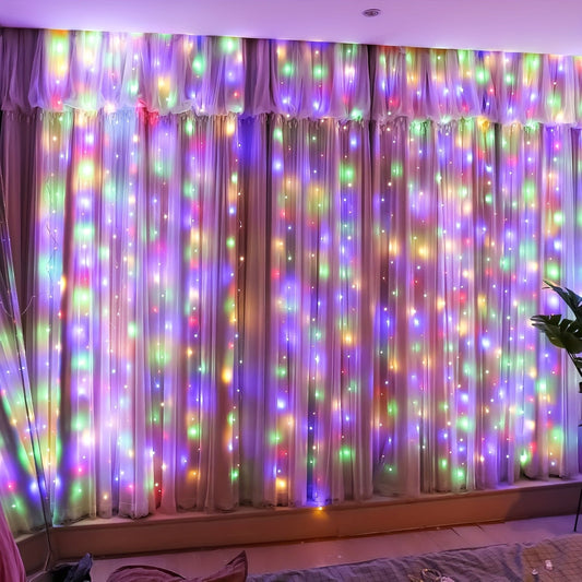 Loyyz 300/200/100LED Vintage Multi-Color Fairy Curtain Lights - USB Plug-in Indoor/Outdoor Hanging Decor for Christmas, Weddings, Parties, Bedroom - Durable Plastic String Lights for Festive Ambiance, Lights for Decoration, P SS69 10.69 Multi-Color / 300LED