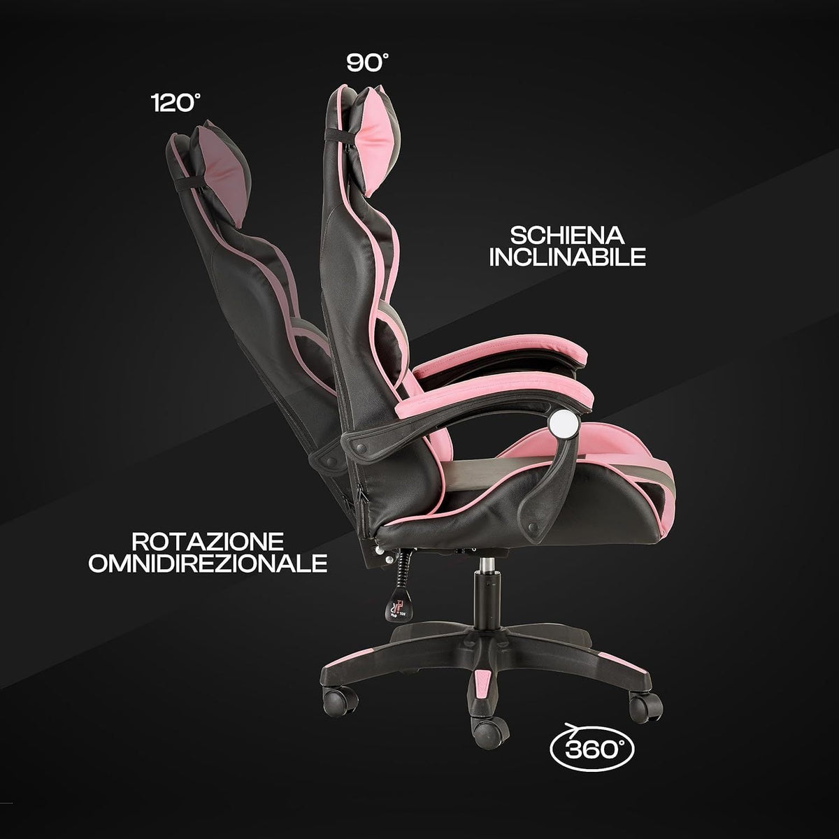 Baroni Home Gaming Chair, Ergonomic Office Chair with Adjustable Backrest, Headrest And Lumbar Support SS69