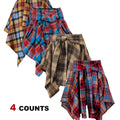 Plus Size - Plus Size - 4-Pack Plus Size Pleated Plaid Skirt | Women High Waist A-Line Elastic Waist Midi Skirt Casual Vintage Checkered Skirt With Slight Stretch Fabric