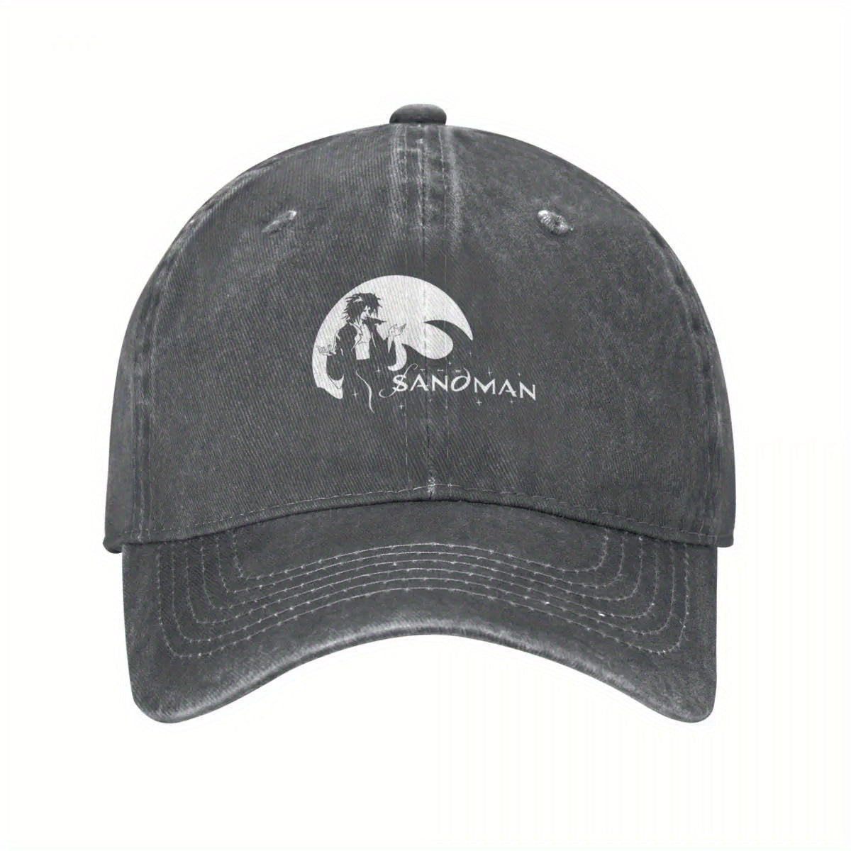 2025 NEW The Sandman Morpheus Baseball Cap - Black Polyester, Distressed Look, Adjustable Strap, Ideal for Golf & Beach Outings, Beach Bag Hat|Vintage Baseball Cap|Distressed Look Hat SS69