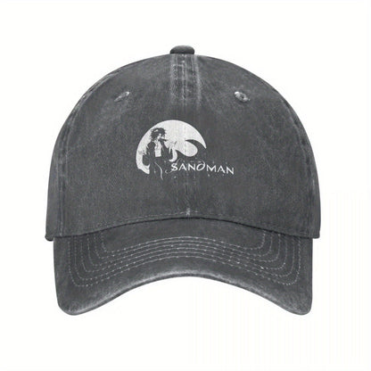 2025 NEW The Sandman Morpheus Baseball Cap - Black Polyester, Distressed Look, Adjustable Strap, Ideal for Golf & Beach Outings, Beach Bag Hat|Vintage Baseball Cap|Distressed Look Hat SS69