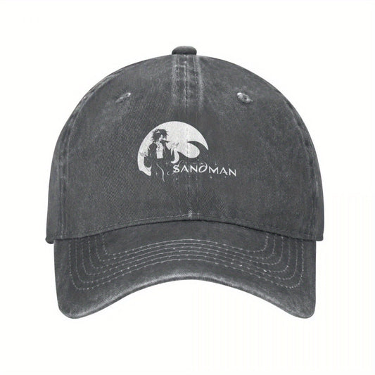 2025 NEW The Sandman Morpheus Baseball Cap - Black Polyester, Distressed Look, Adjustable Strap, Ideal for Golf & Beach Outings, Beach Bag Hat|Vintage Baseball Cap|Distressed Look Hat SS69