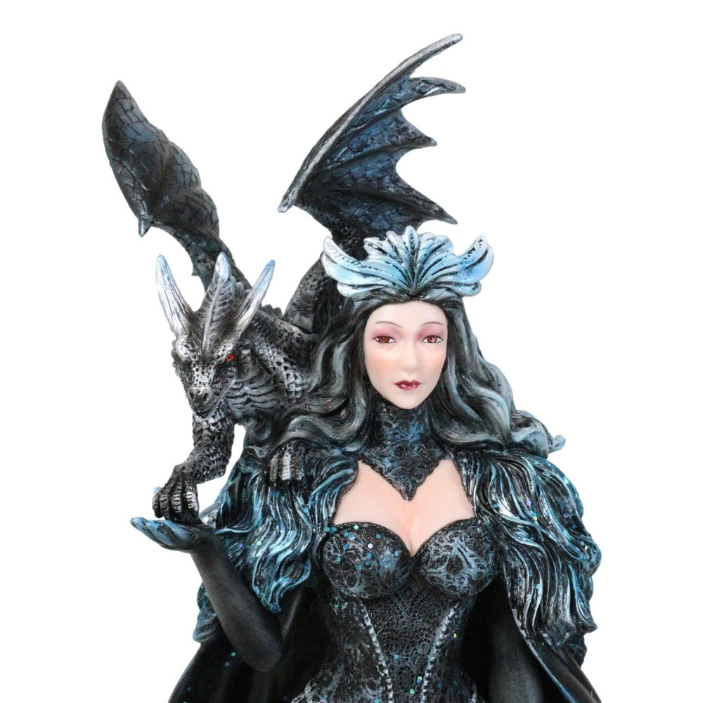 Large Gothic Black Dragon Witch Dark Queen Robe Statue - Black Friday Sale, Halloween Decor, Gothic Home Decoration, Dark Fantasy Witch Statue, Witchcraft Art, Gothic Dragon Decoration, Dark Queen Mini Statue, Fantasy Gothic SS69