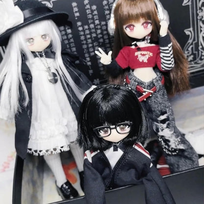 1/12 BJD Dolls Blind Box | Kawaii MJD BJD Dolls High School Campus Series 1/12 Ball Jointed Doll Collectable Action Figure for Girls Birthday Party Gift Toys, Mixed Color Rubber Material