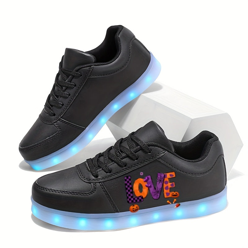 LED Light-Up Sneakers with USB Rechargeable Battery - Glow-in-the-Dark Shoes, All-Season Low-Top Sneakers with TPR Sole, for Skateboarding, Running, Parties