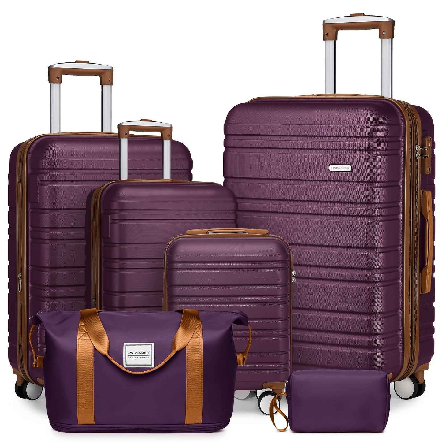 6pcs Women's Expandable Hardside Luggage Set with TSA Lock - Lightweight ABS Suitcase Collection, Spinner Wheel System & Telescopic Handle, Multi-Color Options (Sky / /////) for Carry-On & Checked