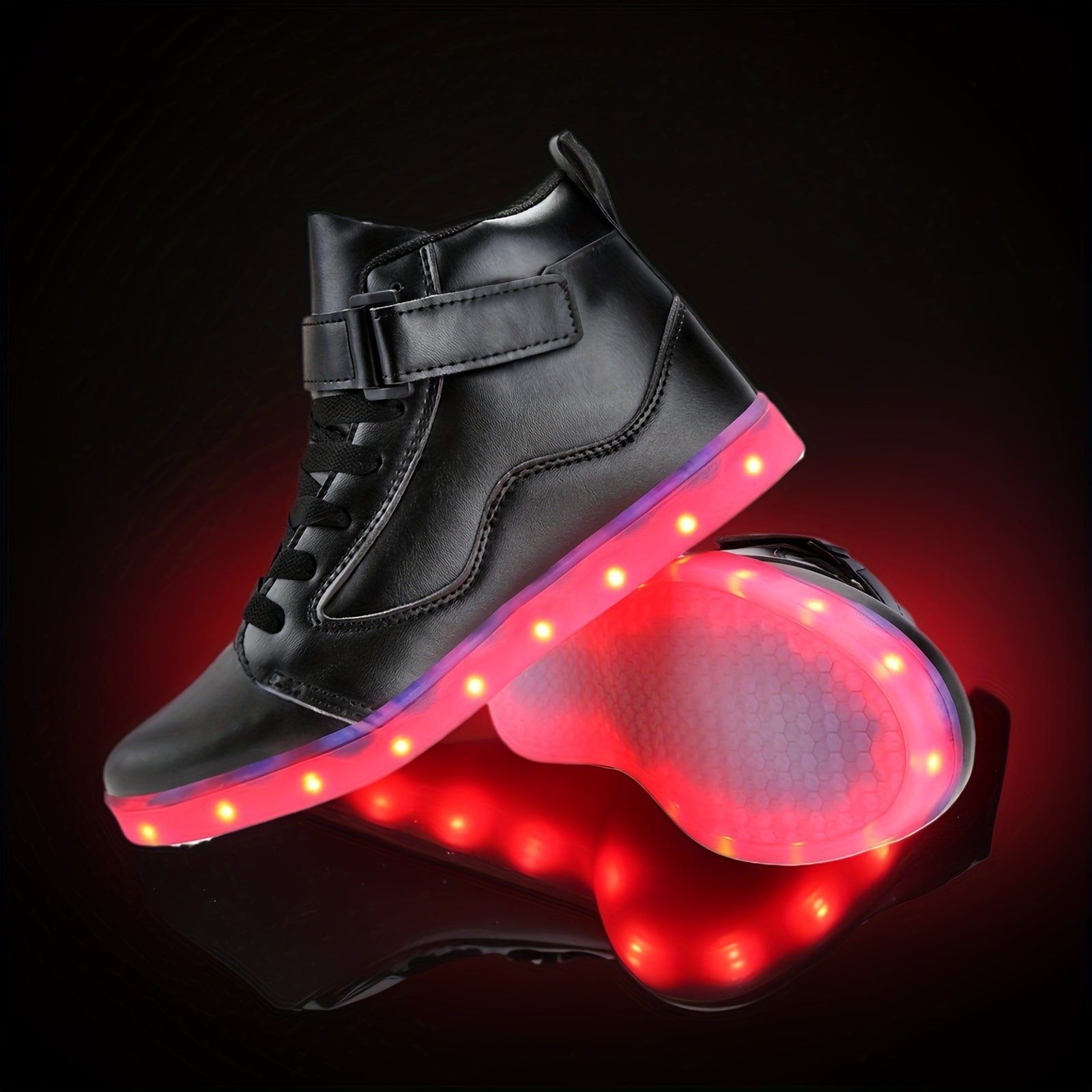 [LED Dancing Shoes] LED Lights Up Dancing Shoes | Luminous Flashing Trainers for Women and Men, Unisex Couples Sneakers, Lace Up SS69 51.69 Black / US 11.5