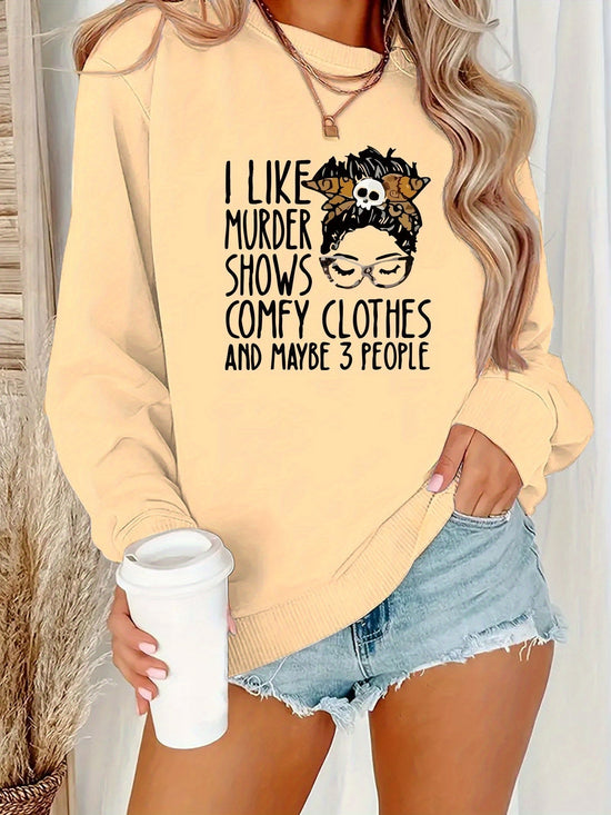 Women's Funny Murder Show Graphic Sweatshirt - Crime Drama TV Fan Apparel - Soft Polyester Pullover Sweater - Long Sleeve Round Neck Casual Sweater for Fall/Winter - Funny TV Show Outfit Gift for s & Women - Machine Washable SS69