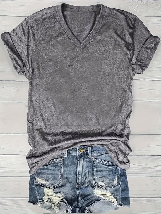 5 Solid Color V-Neck T-Shirts, Casual Short-Sleeved T-Shirts Spring And Summer, Women'S Clothing SS69