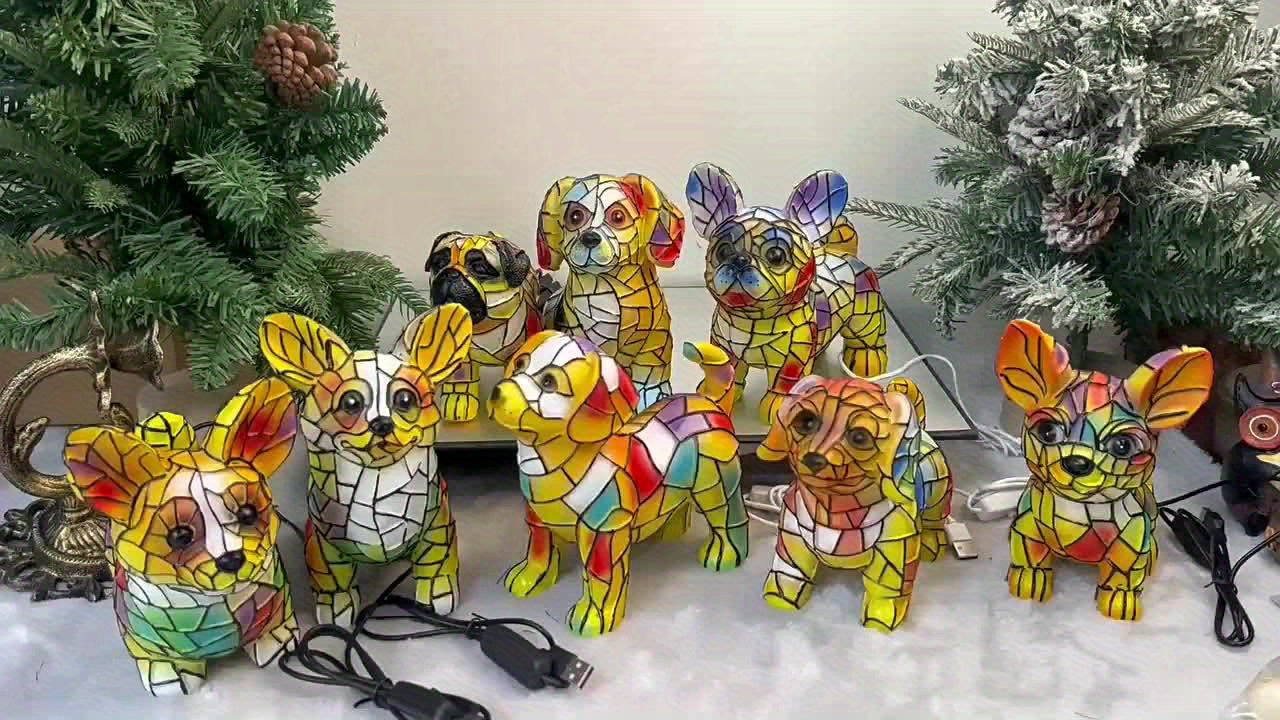 Mini French Bulldog Lamp - Portable 3D Resin Night Light With USB Cable, Stained Glass Inspired Pet Decor, Cute Gift For Small Space Dog Owners SS69