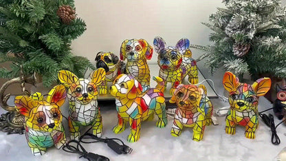 Mini French Bulldog Lamp - Portable 3D Resin Night Light With USB Cable, Stained Glass Inspired Pet Decor, Cute Gift For Small Space Dog Owners SS69