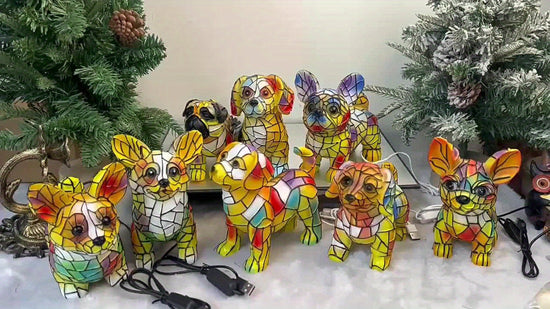 Mini French Bulldog Lamp - Portable 3D Resin Night Light With USB Cable, Stained Glass Inspired Pet Decor, Cute Gift For Small Space Dog Owners SS69