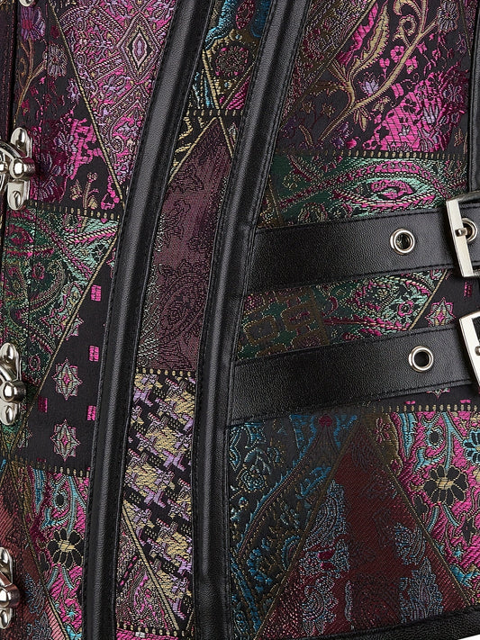 [1pc Steampunk Gothic Corset] 1pc Vintage Gothic Steampunk Corset for Women, Polyester Woven Fabric, 280g/m², Lace-Up Back, Court Style, Adult Slimming Waist Cincher, Halloween Costume Accessory SS69