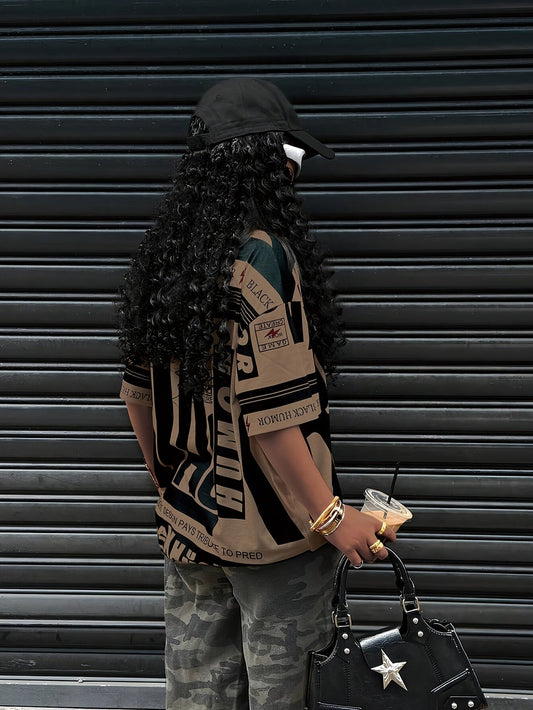 European And American Trendy Sports Style Round Neck Printed T-Shirt SS69