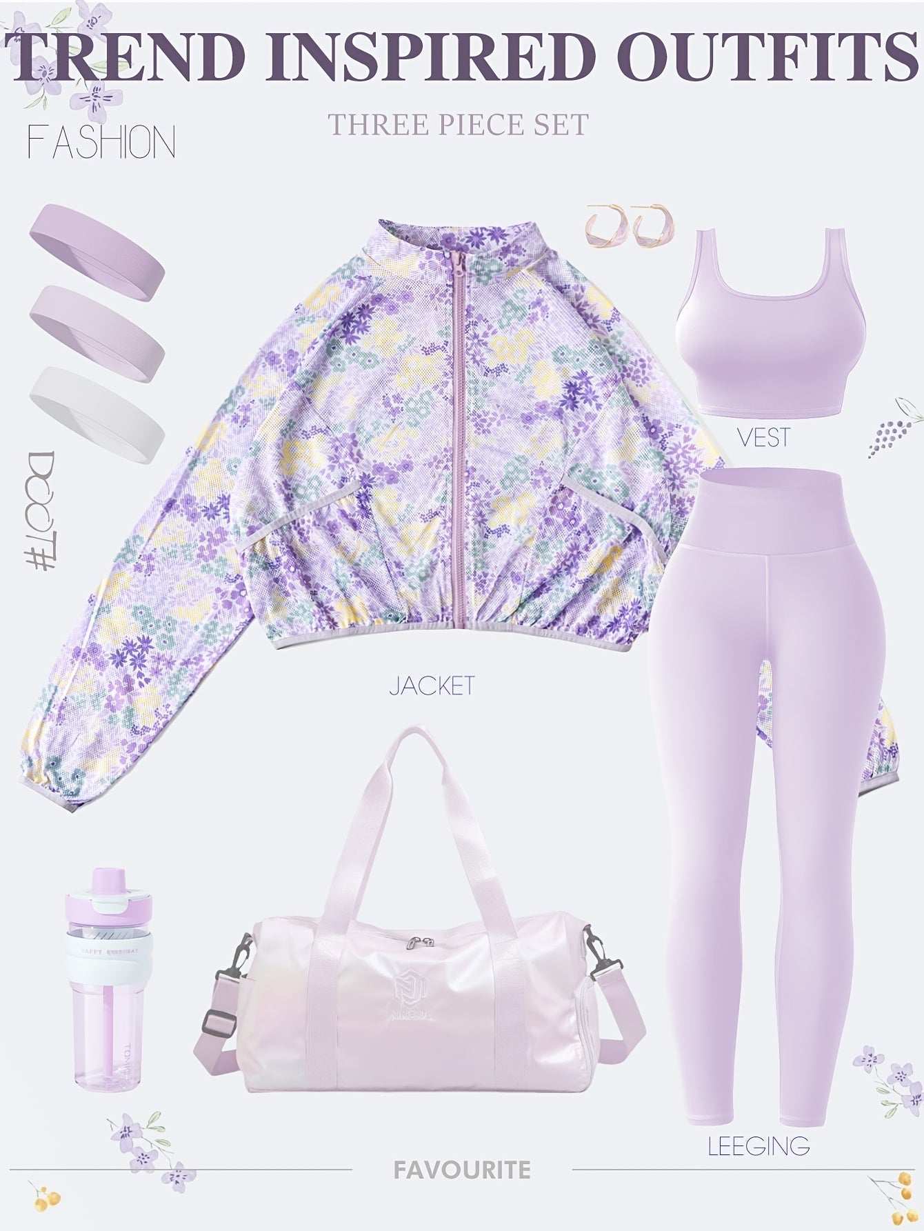 Spring and summer new mesh printed breathable quick drying long sleeved cardigan zipper jacket for women, solid color wide shoulder sports vest, running training Light Beige friendly fitness pants, yoga suit three piece set ( SS69