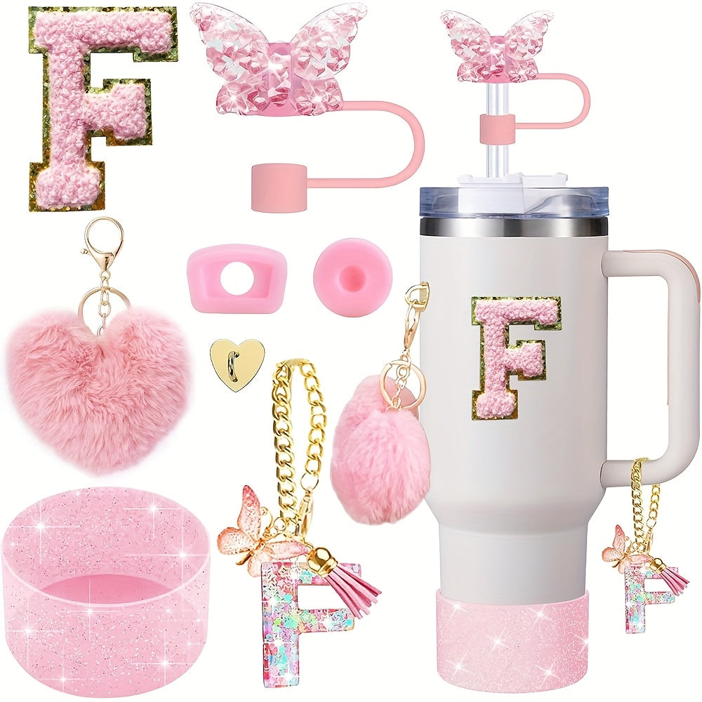 8pcs Cup Accessories for Cup 30oz 40oz Includes Butterfly Straw Cover Cap Silicone Boot Alphabet Handle Charm Initials Sticker 2pcs Spill Proof Stopper Heart Hook Love Plush Ball, Best for Christmas, Perfect for Thanksgiving SS69 15.69 F