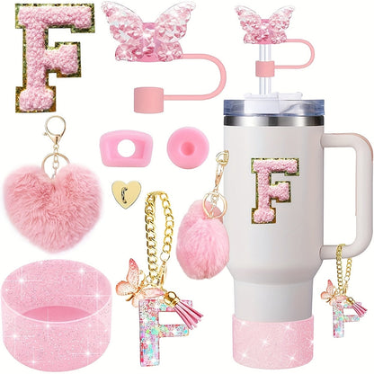 8pcs Cup Accessories for Cup 30oz 40oz Includes Butterfly Straw Cover Cap Silicone Boot Alphabet Handle Charm Initials Sticker 2pcs Spill Proof Stopper Heart Hook Love Plush Ball, Best for Christmas, Perfect for Thanksgiving SS69 15.69 F