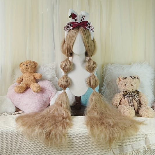 [Customer Favorite] Chic 44-Inch Long Curly Princess Wig with Bangs - Heat Resistant Synthetic Hair for Cosplay & Halloween, Natural Black to Orange-Red Gradient, Perfect for Christmas Parties & Costume Events SS69