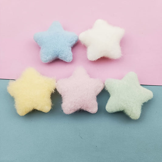 15pcs Soft Pastel Felt Star Appliques, Double-Sided, Fluffy Texture - Ideal for DIY Hat, Hair Clip & Clothing Patches, Assorted Colors SS69