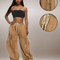 Womens Baggy Jeans Women'S Fashionable Drawstring Lace-up