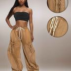 Womens Baggy Jeans Women'S Fashionable Drawstring Lace-up