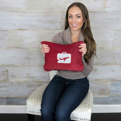 Travel Blanket and Pillow - Ultra-Soft, Compact & Lightweight, 65x40 Inches, with Carry Case, Luggage Sleeve & Backpack Clip for Airplane Comfort