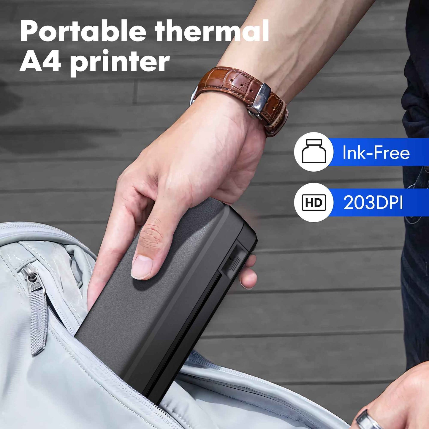 Portable Printer Wireless For Travel, Thermal Printer Inkless, Small Compact Printer Support Folding Paper/rolling/tattoo paper, Work With Laptop Phone And Pad