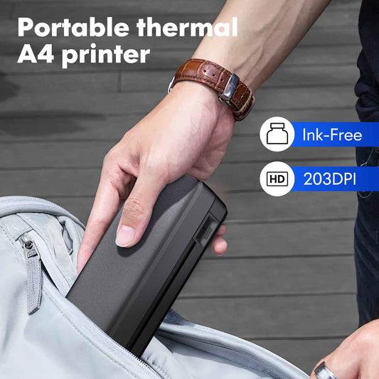 Portable Printer Wireless For Travel, Thermal Printer Inkless, Small Compact Printer Support Folding Paper/rolling/tattoo paper, Work With Laptop Phone And Pad