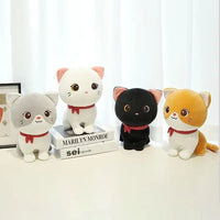 Cartoon Cat Plush Doll Cute Stuffed Kitten Rag Toy Elastic Soft Sofa Cushion Bedside Gift For Kids Girls 24cm - SS69