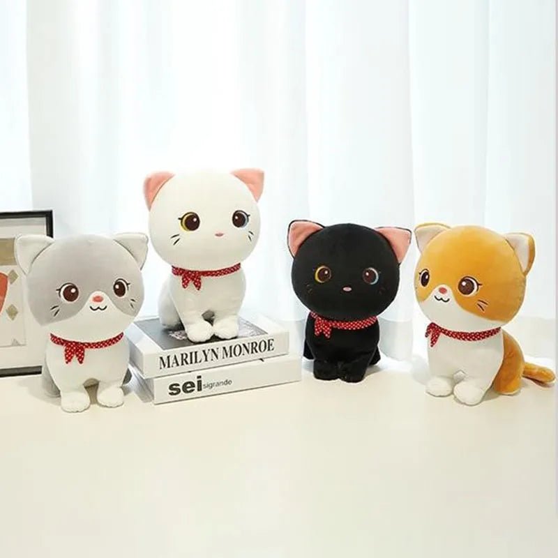Cartoon Cat Plush Doll Cute Stuffed Kitten Rag Toy Elastic Soft Sofa Cushion Bedside Gift For Kids Girls 24cm - SS69