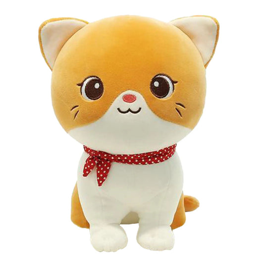 Cartoon Cat Plush Doll Cute Stuffed Kitten Rag Toy Elastic Soft Sofa Cushion Bedside Gift For Kids Girls 24cm - SS69