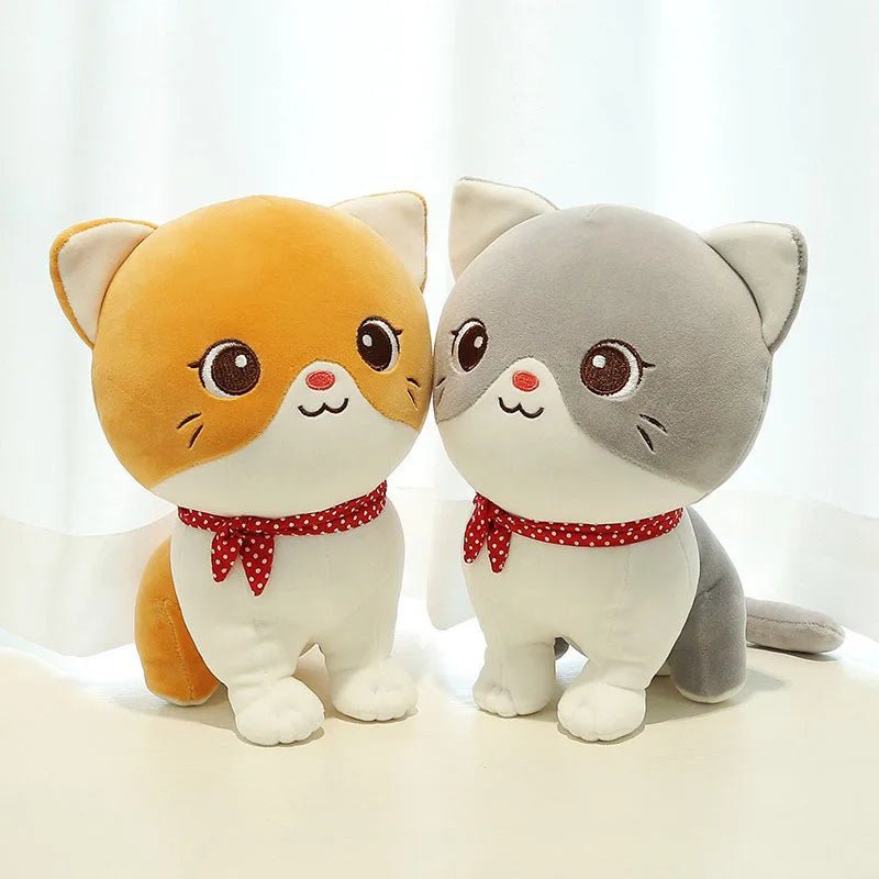 Cartoon Cat Plush Doll Cute Stuffed Kitten Rag Toy Elastic Soft Sofa Cushion Bedside Gift For Kids Girls 24cm - SS69