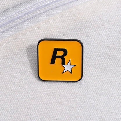 Cartoon English Alphabet R Star Alloy Brooch, Exquisite and Versatile, Simple Brooch, Clothing, Bag and Accessories - SS69