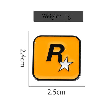 Cartoon English Alphabet R Star Alloy Brooch, Exquisite and Versatile, Simple Brooch, Clothing, Bag and Accessories - SS69