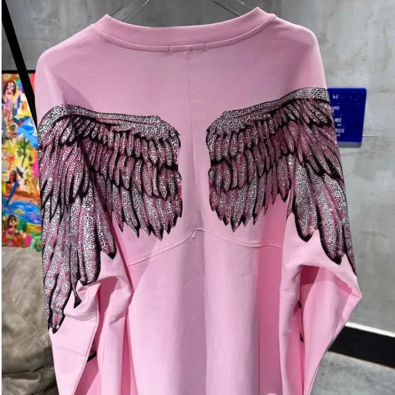 Cartoon Hot Diamonds Dinosaurs Plus Size Tops Y2K Streetwear Sweet Cute Fashion Large Size Tops Spring New High Street T-shirts - SS69