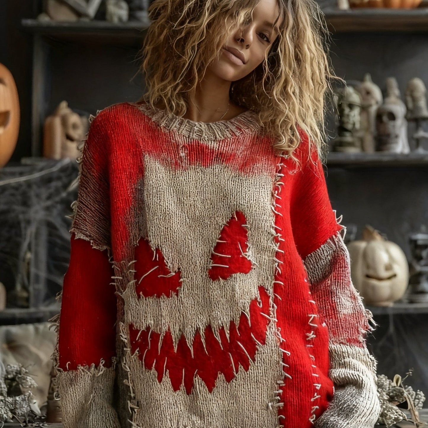 Women'S Halloween Printed Sweater SS69 20.69 Red / XXL