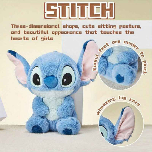 Miniso Disney Stitch Sitting Doll Plush Doll Disney Basic Series Medium Sitting Doll Kawaii Home Bedroom Sofa Accessories Collectible Dolls Gift Ornament Party Favors