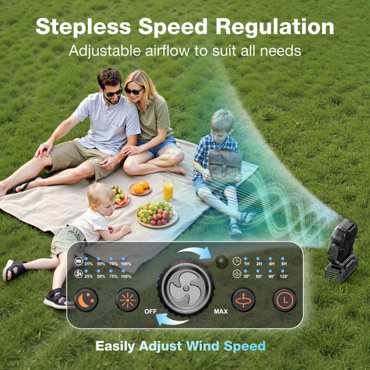 New Style 20000mAh Rechargeable Camping Fan, Portable Battery Powered Fan with LED Lights, Remote & Oscillating - 4 Speed for Tent, Travel, Bedroom, Car, Outdoor Camping Essentials, Convenient And Durable