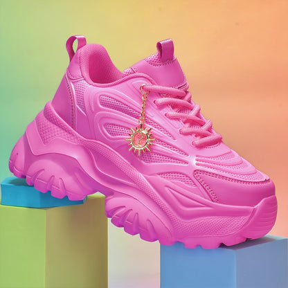 Women's Pink Fashion Skate Shoes with Sunflower Charm - Lightweight, Breathable Mesh Upper, EVA Sole for Shock Absorption, All-Season Comfort, Soft and Stylish Design for Casual Wear - SS69